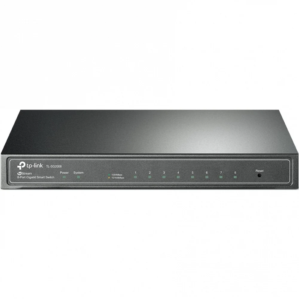 JetStream™ 8-портовый гигабитный Smart-коммутатор Порты: 8 × портов RJ45 1 Гбит/с включая 1 порт PoE IN Спецификация: настольный, металлический корпус Особенности: интеграция с контроллером Omada SD