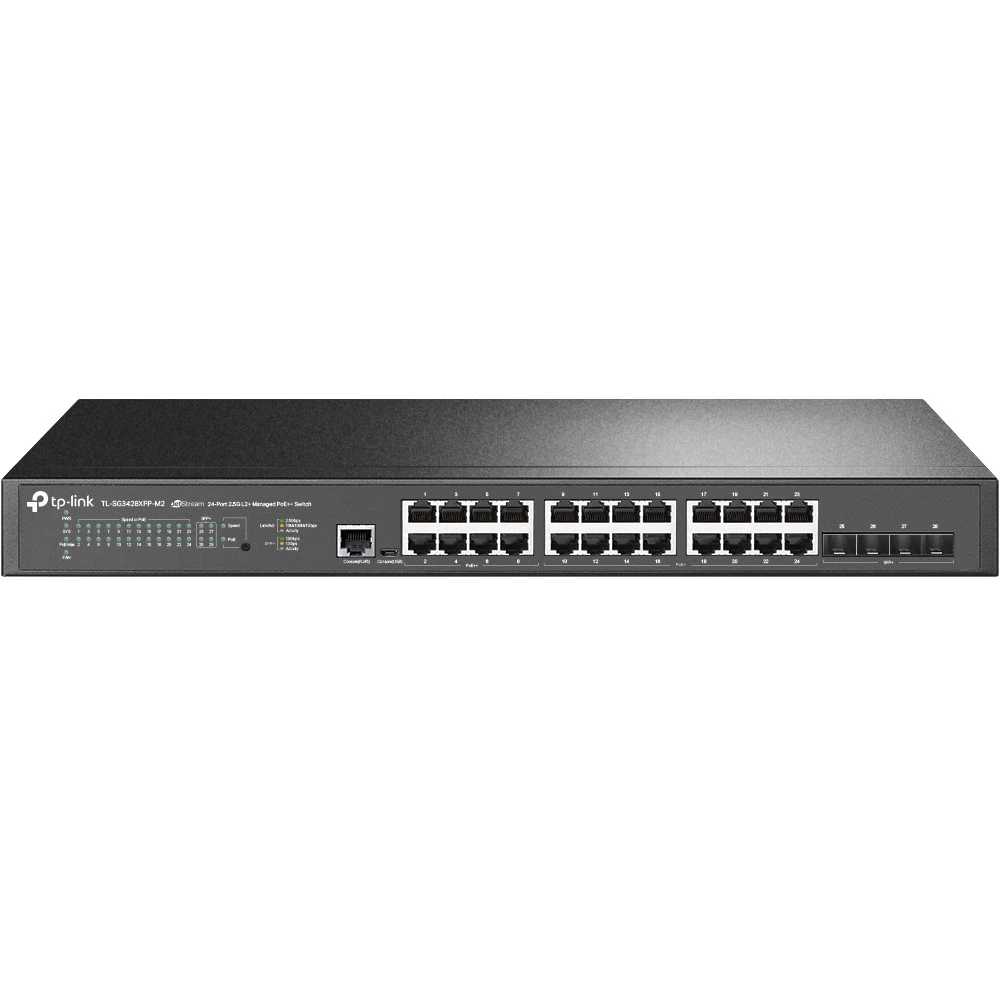 Коммутатор PoE++ управляемый 2.5 GbE 28-портовый Tp-Link SG3428XPP-M2 &lt Omada 24 порта 2.5GBASE-T из которых 8 портов PoE++ 802.3bt/at/af (max 60W на порт), 16 портов PoE+ 802.3af/at (max 30W на п