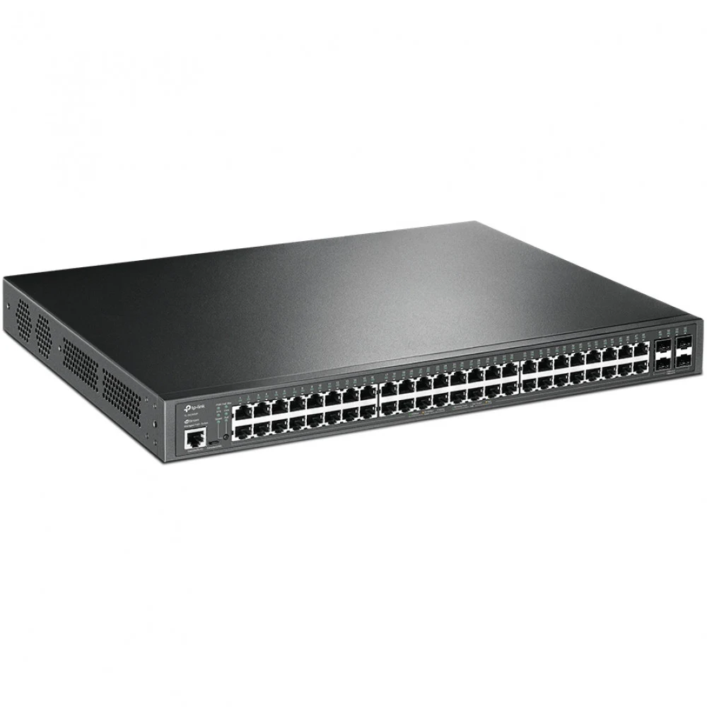 JetStream™ 52-портовый гигабитный управляемый коммутатор L2+ с 48 портами PoE+ Порты: 48 × гигабитных портов PoE+, 4 × гигабитных SFP-слота, консольный порт RJ45/Micro-USB Спецификация: 802.3at/af,
