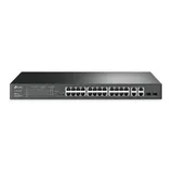 Коммутатор, TP-Link, TL-SL2428P, JetStream 28‑портовый 10/100 Мбит/с Smart коммутатор с 4 гигабитными портами и 24 портами PoE+
