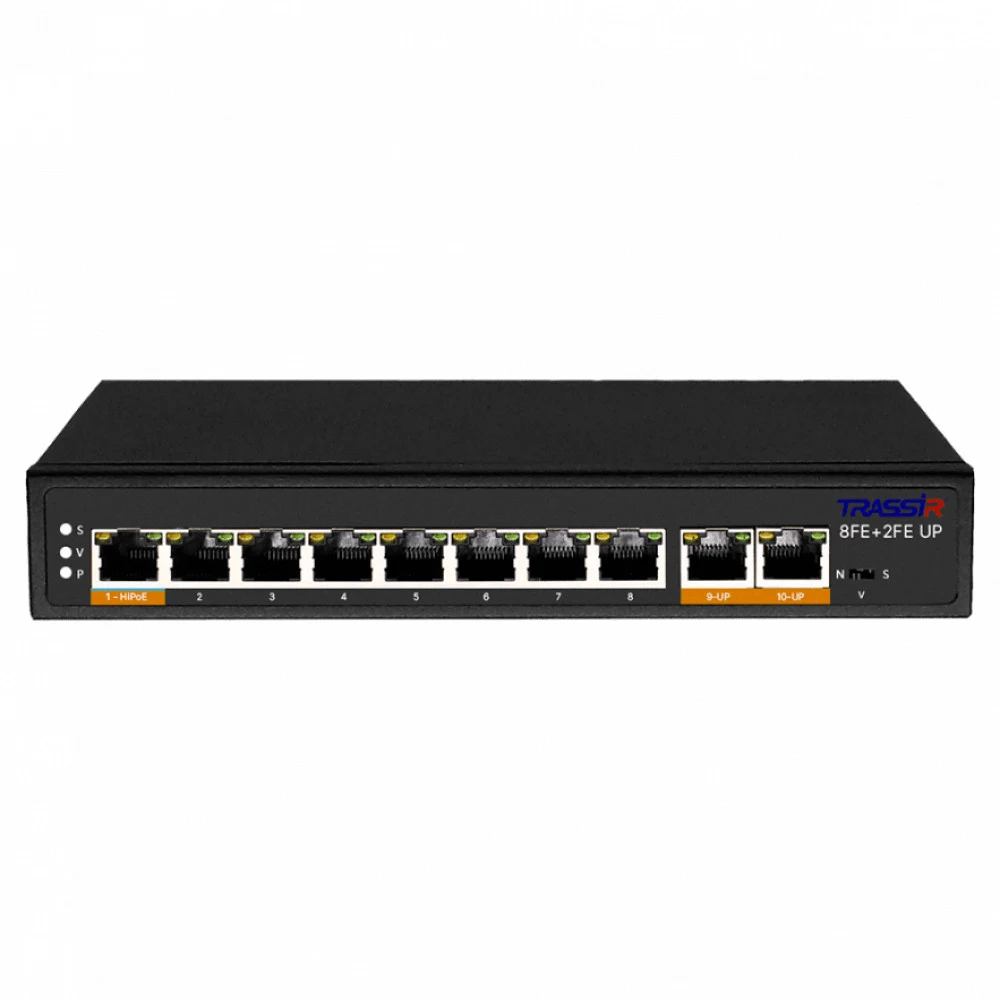 Коммутатор Trassir TR-NS1110-120-8POE (L2) 10x100Мбит/с 8PoE 120W неуправляемый