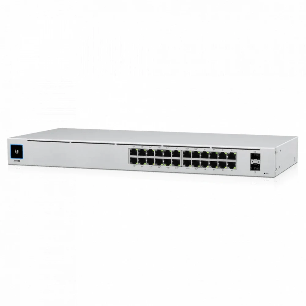 Коммутатор, Ubiquiti, USW-24-POE, Unifi Switch, управляемый L2, 16 портов 10/100/1000 Mbps RJ45 PoE, 802.3af/at, бюджет 95W, 8 портов 10/100/1000 Мбит/с RJ45, 2 порта SFP, Стоечный