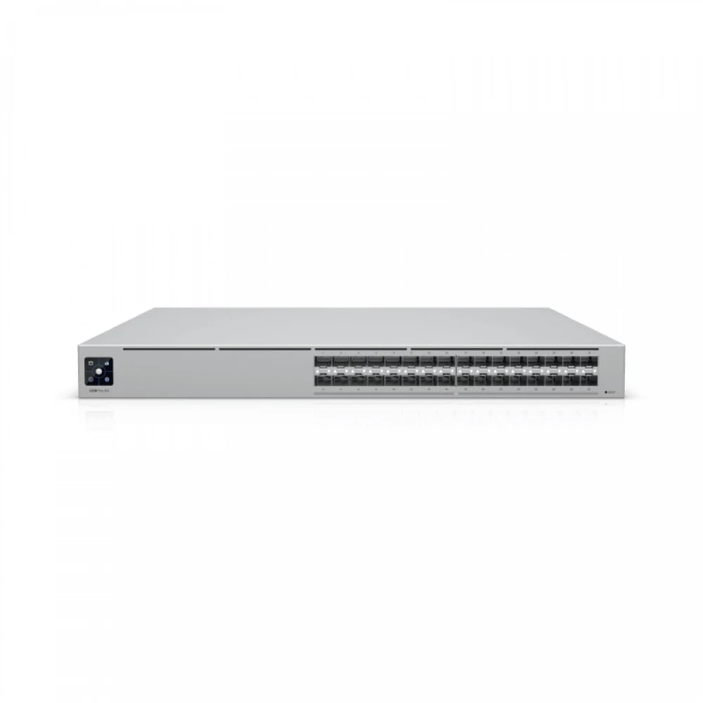 Коммутатор, Ubiquiti, USW-Pro-XG-Aggregation, Управляемый L3, 32 порта 1/10/25Gbps SFP28, сенсорный LCDэкран, консоль, Стоечный