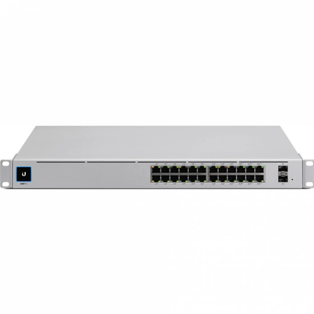 Коммутатор, Ubiquiti, USW-Pro-24, Unifi Switch, Управляемый L3, 24 порта 10/100/1000 Mbps RJ45, 2 порта SFP+, Стоечный