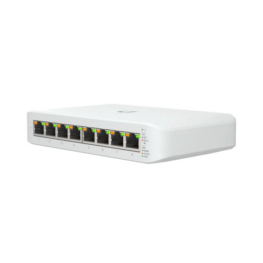 Коммутатор, Ubiquiti, USW-Lite-8-POE, Unifi Switch, Управляемый L2, 4 порта 10/100/1000 Mbps RJ45 PoE+, 802.3af/at, бюджет 52W, 4 порта 10/100/1000 Мбит/с RJ45, Настольный/настенный