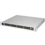 Ubiquiti USW-PRO-48-POE 48 port gigabit L3 PoE++ switch, 40 x GbE PoE+ Ports, 8 x GbE PoE++ ports, 4 x 10G SFP+ ports, 600W total PoE availability, Layer 3 switching, Near-silent cooling, LCM displa