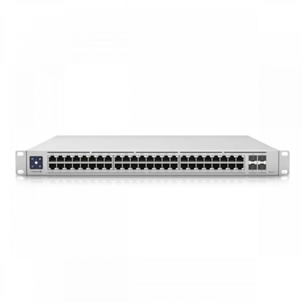 Коммутатор, Ubiquiti, USW-Enterprise-48-PoE, Unifi Switch, Управляемый L3, 48 портов 10/100/1000/2500 Mbps RJ45 PoE+, 802.3af/at, бюджет 720W, 4 порта SFP+, 1.3 сенсорный LCM, Стоечный