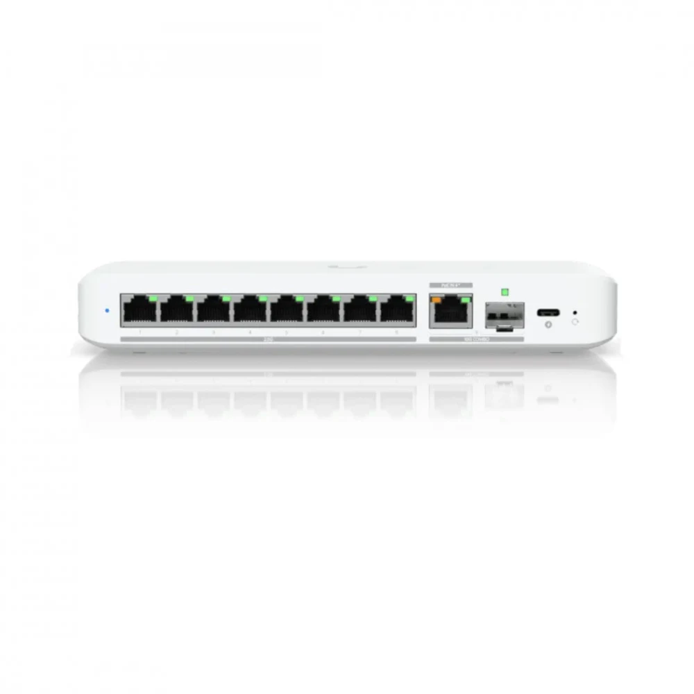 Коммутатор, Ubiquiti, USW-Flex-2.5G-8, Unifi, Управляемый L2, 8-портовый 2.5 GbE, комбо 1 порт-10 GbE RJ45/SFP+