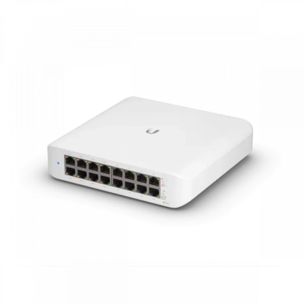 Коммутатор, Ubiquiti, USW-Lite-16-POE, Unifi Switch, Управляемый L2, 8 портов 10/100/1000 Mbps RJ45 PoE+, 802.3af/at, бюджет 45W, 8 портов 10/100/1000 Мбит/с RJ45, Настольный/настенный