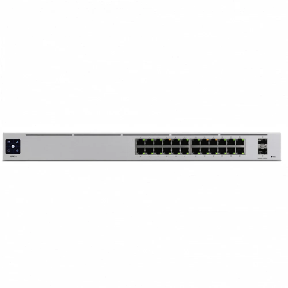 Коммутатор, Ubiquiti, USW-Pro-HD-24-PoE, Управляемый L3, 22 порта 10/100/1000/2500 Mbps RJ45 PoE++, 2 порта 1/2.5/5/10 Gbps RJ45 PoE++, 802.3af/at/bt, бюджет 600W, 4 порта SFP+, 1.3 сенсорныйLCM, Ст