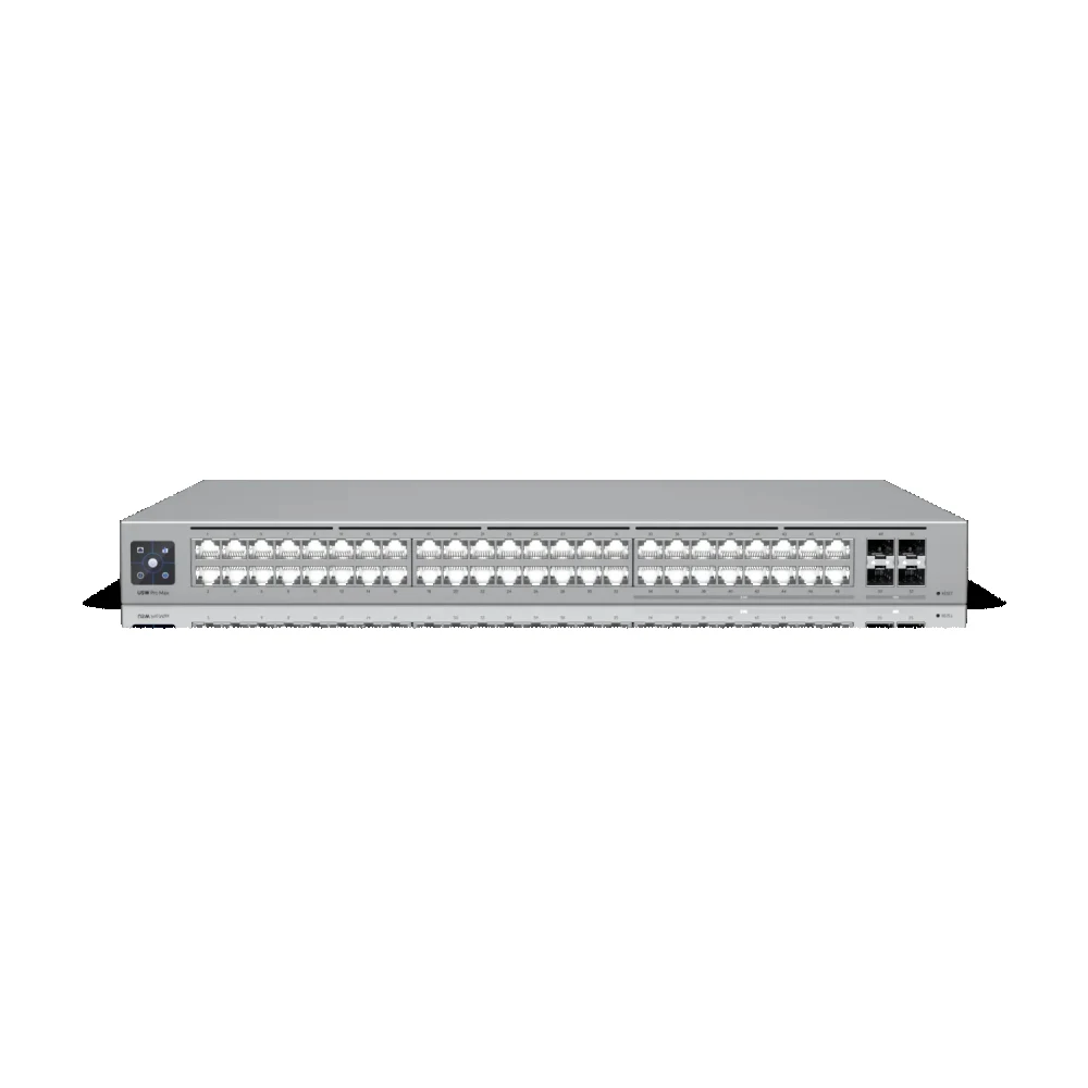 Сетевой Коммутатор, Ubiquiti, USW-Pro-Max-48, UniFi, Управляемый L3, 32 порта 10/100/1000Mbps, 16 портов 10/100/1000/2500Mbps PoE++, 4 порта SFP+, Стоечный
