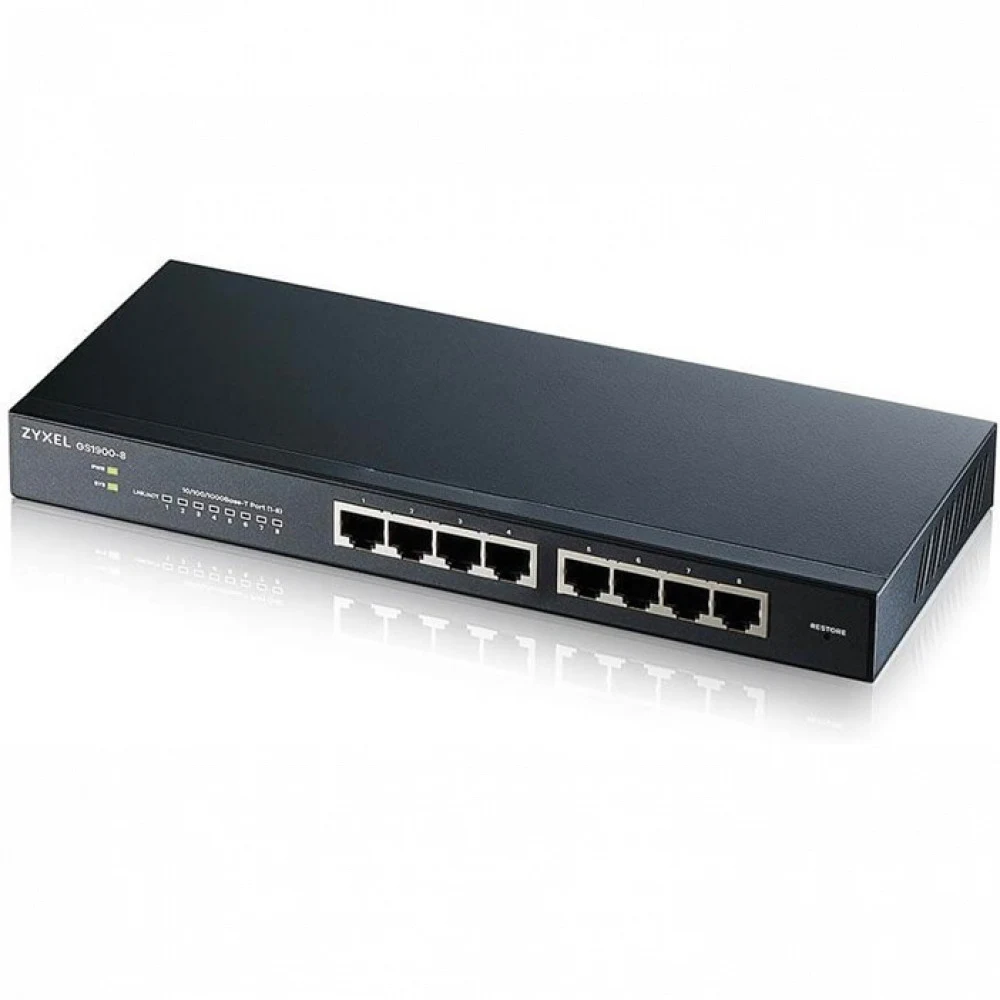 Smart L2 Gigabit Switch Zyxel GS1900-8, 8xRJ-45: 1G, desktop, fanless