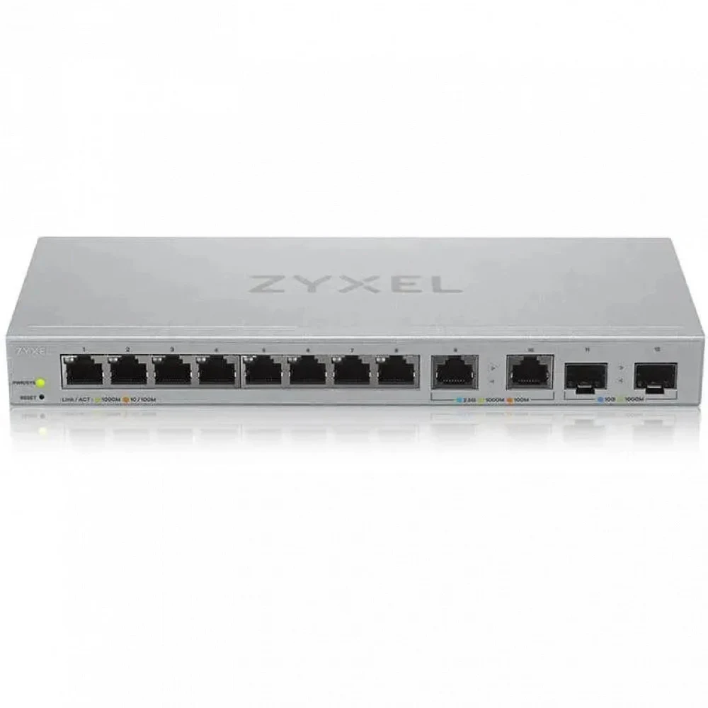 Мультигигабитный Smart L2 коммутатор Zyxel XGS1210-12, 8xGE, 2x1/2,5GE, 2xSFP+, настольный, бесшумный