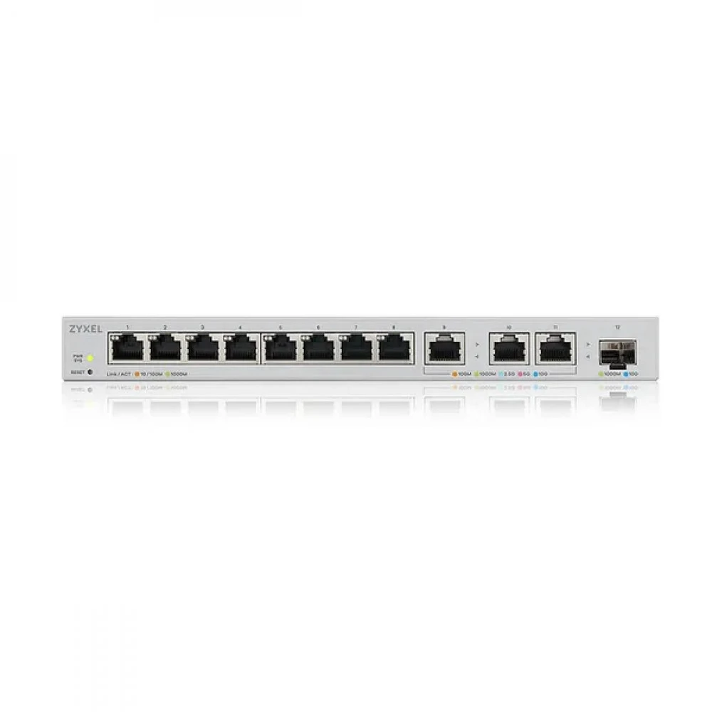 Web-managed Multi-Gigabit Switch Zyxel XGS1250-12, 8xRJ-45: 1G, 3xRJ-45: 1/2.5/5/10G, 1xSFP+, desktop, fanless