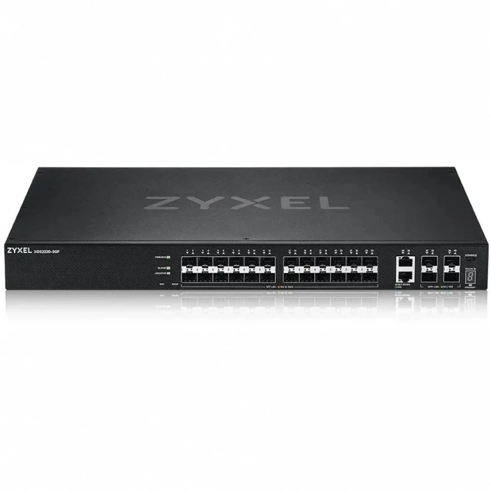 L3 Access Gigabit Fiber Switch Zyxel NebulaFlex Pro XGS2220-30F, 24xSFP, 2xRJ-45: 1/2.5/5/10G, 4xSFP+, stackable (up to 4), rack 19"