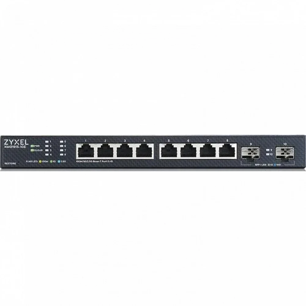 Коммутатор/ Multigigabit Smart L3 Lite switch Zyxel NebulaFlex XMG1915-10E, 8xRJ-45: 1/2.5G, 2xSFP+, silent (no fan)