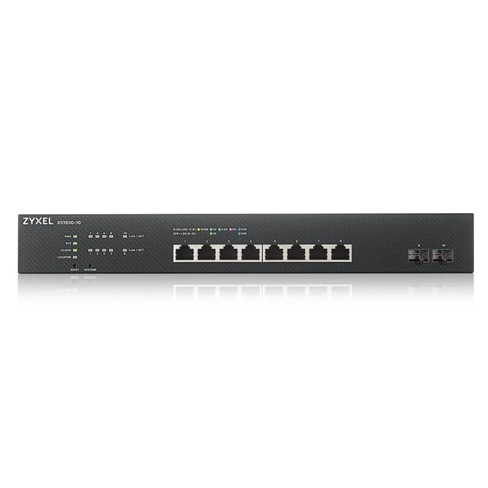 Коммутатор/ ZYXEL Hybrid Smart Switch ZYXEL NebulaFlex XS1930-10, rack 19 ", 8xRJ-45: 1 / 2.5 / 5 / 10G, 2xSFP +, standalone / cloud management