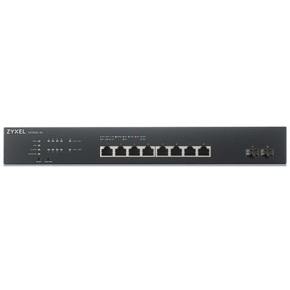 Коммутатор/ ZYXEL Hybrid Smart PoE ++ ZYXEL NebulaFlex XS1930-12HP switch, 19 "rack, 10xRJ-45: 1 / 2.5 / 5 / 10G (8 of them PoE ++ (802.3bt), 2xSFP +, 375 W PoE budget, standalone / cloud management