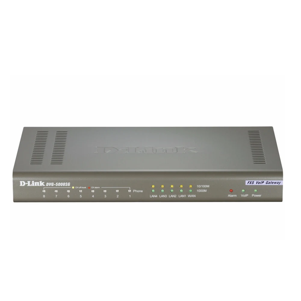 VoIP-шлюз с 8 портами FXS, 1 портом WAN 10/100/1000Base-TX, 4 портами LAN 10/100/1000Base-TX Характеристики: Физические интерфейсы • WAN: 1 порт 10/100/1000 Мбит/с Ethernet • LAN: 4 порта 10/100/100