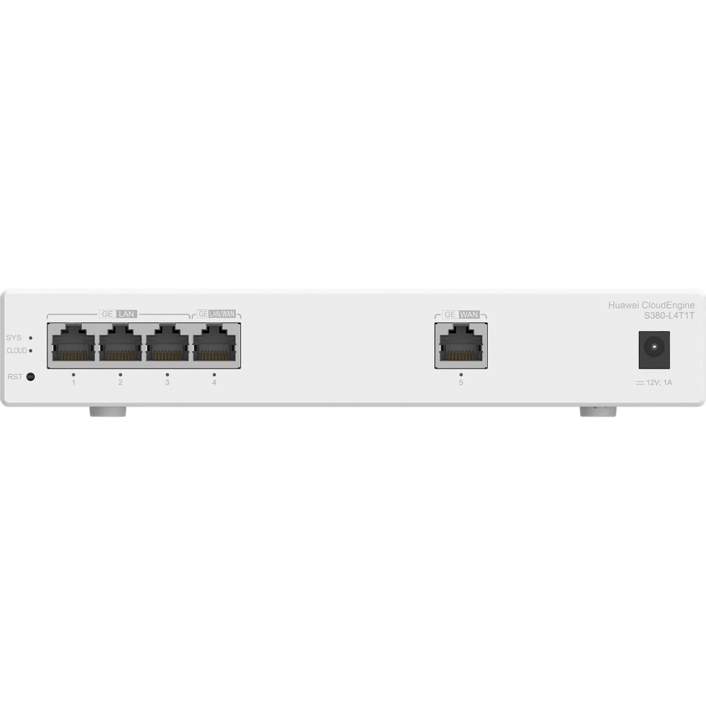 Маршрутизатор, Huawei, S380-L4T1T, 1 порт WAN 10/100/1000M RJ-45, 4 порта LAN 10/100/1000M RJ-45, поддержка до 150 пользователей, производительность пересылки 2 Гбит/с