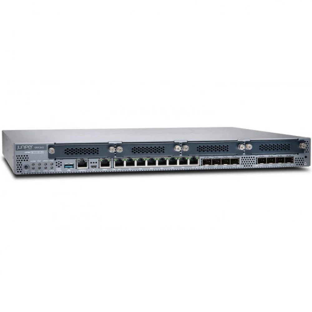 SRX340-SYS-JE Маршрутизатор SRX340 Services Gateway includes hardware (16GE, 4x MPIM slots, 4G RAM, 8G Flash, power supply, cable and RMK) and Junos Software Enhanced (Firewall, NAT, IPSec, Routing,