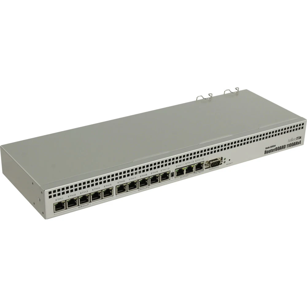 Маршрутизатор MikroTik RouterBOARD 1100AHx4 Dude Edition with Annapurna Alpine AL21400 Cortex A15 CPU (4-cores, 1.4GHz per core), 1GB RAM, 13xGbit LAN, 60GB M.2 drive, RouterOS L6, 1U rackmount case