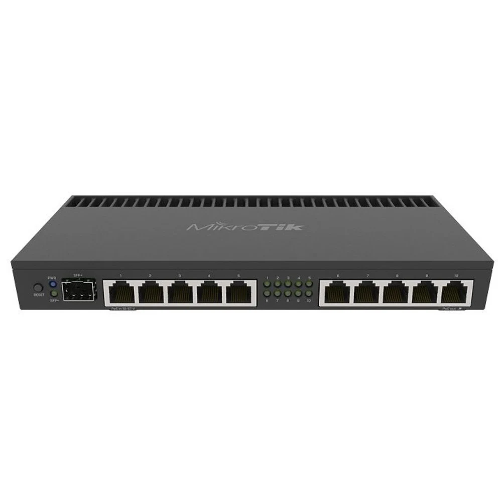 Маршрутизатор MikroTik RouterBOARD 4011iGS+ with Annapurna Alpine AL21400 Cortex A15 CPU (4-cores, 1.4GHz per core), 1GB RAM, 10xGbit LAN, 1xSFP+ port, RouterOS L5, desktop case, rackmount ears, PSU