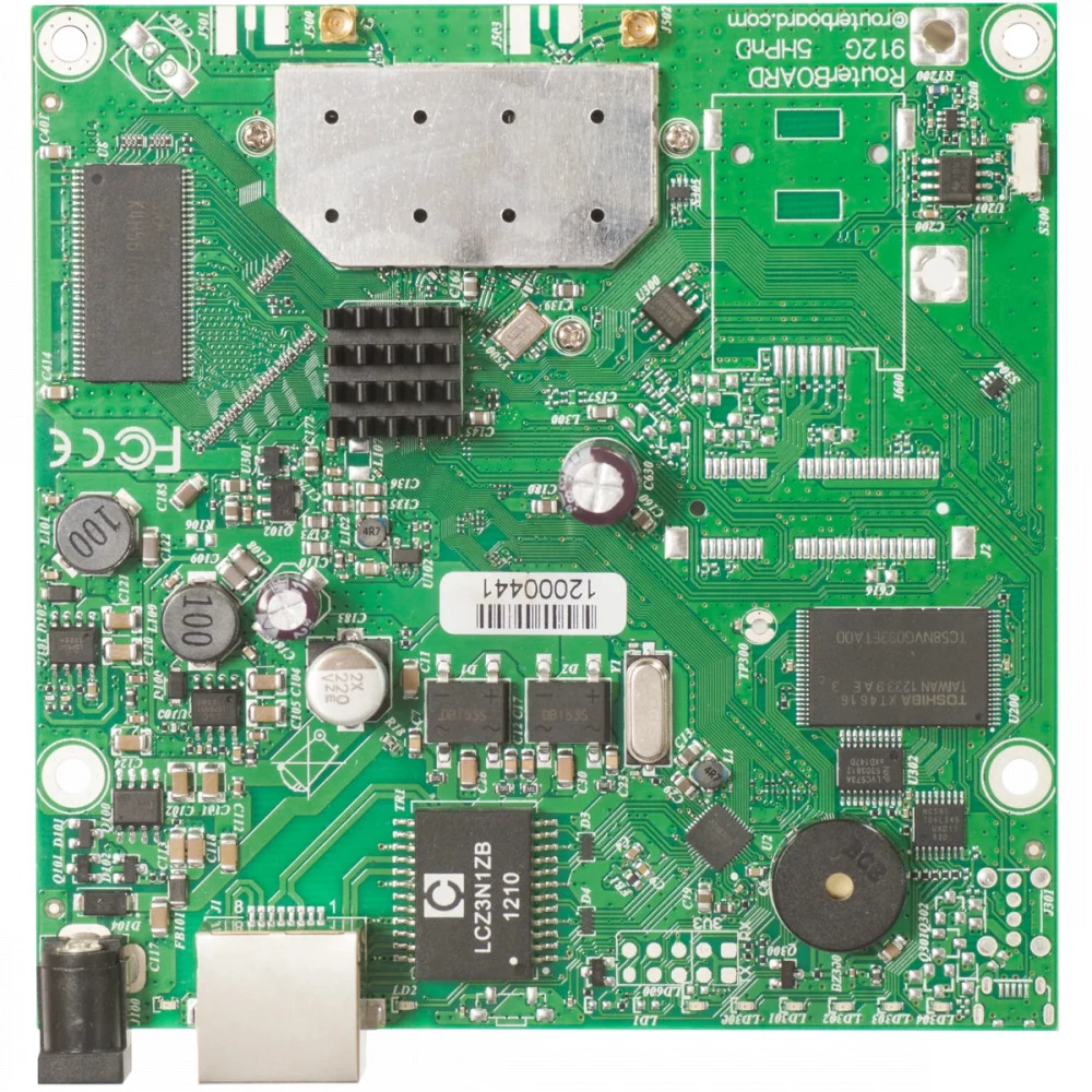 Маршрутизатор, MikroTik, RB911G-5HPnD, RouterBOARD, 1 порт 10/100/1000М, 5GHz, 300 Мбит/с, 802.11a/n, RouterOS, -40°С до 70 °C, плата без внешнего корпуса