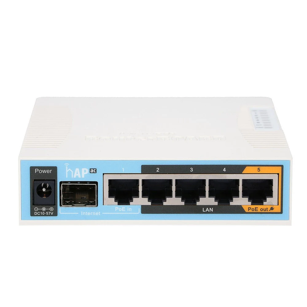 Точка доступа wi-fi MikroTik hAP ac with 720MHz CPU, 128MB RAM, 5x Gigabit LAN, built-in 2.4Ghz 802.11b/g/n three chain wireless with integrated antennas, built-in 5Ghz 802.11ac three chain wireless