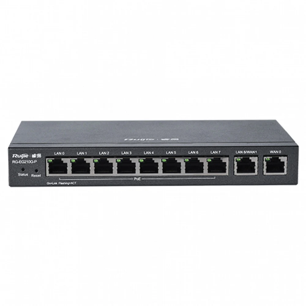 !!! ОПИСАНИЕ НЕПОЛНОЕ - Маршрутизатор Reyee RG-EG210G-P (RG-EG210G-P) PoE Маршрутизатор | Процессор: Dual Core, 880MHz | Оперативная память: 256MB | Интерфейс: WAN 1×RJ45 10/100/1000Мбит/с / LAN 9×R
