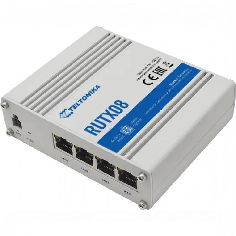 Маршрутизатор TELTONIKA/RUTX08 Промышленный (IP30 -40 °C/+75 °C)/WAN 1xRJ45 1Gbps/LAN 3xRJ45 1Gbps/USB 2.0(A) RUTX08000000