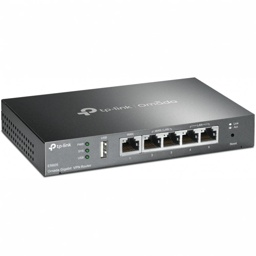 Маршрутизатор TP-Link TL-ER605 (V 2.0),1xWAN 10/100/1000 Мбит/c,1хLAN 10/100/1000 Мбайт/c, 2xWAN/LAN