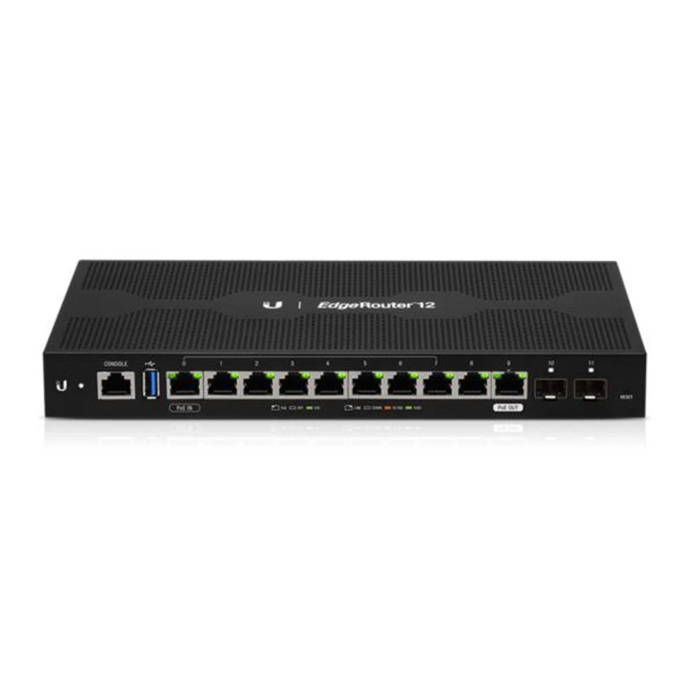 EdgeRouter 12 [ER-12-EU] Ubiquiti маршрутизатор 4 ядра (1 ГГц), 10х 1G RJ45, 2х SFP, раздача PoE, (023962)