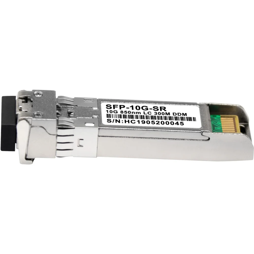 10 гигабитный модуль с форм-фактором SFP+ для 10G Ethernet, соответствует стандарту 10GBASE-SR. Предназначен для работы в многомодовом оптическом волокне (Multi mode fiber, MMF), максимальная дально