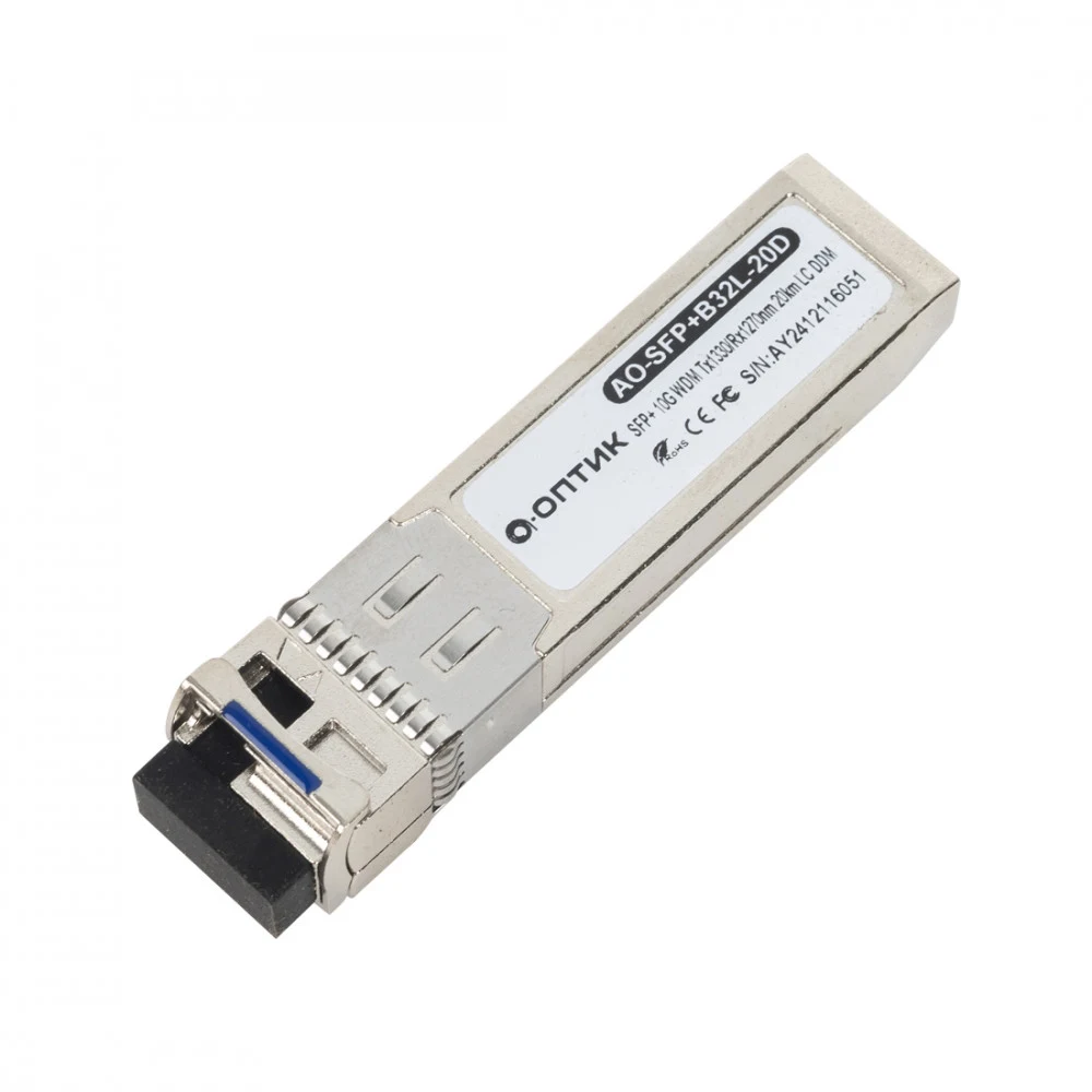 Трансивер, А-Оптик, AO-SFP+B54L-80D, SFP+ 10G WDM Tx1550nm/Rx1490nm 80km LC DDM