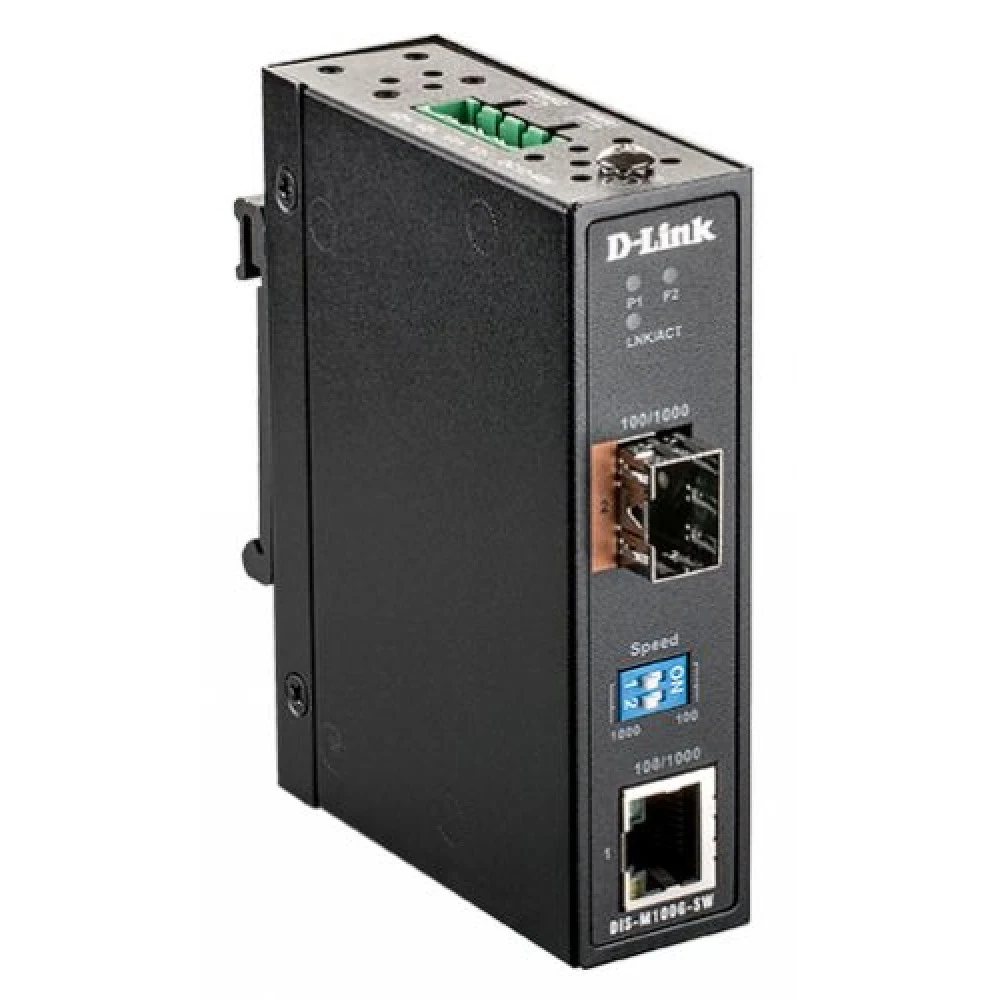 Медиаконвертер D-Link DIS-M100G-SW/A1A Промышленный медиаконвертер с 1 портом 100/1000Base-T и 1 портом 100/1000Base-X SFP