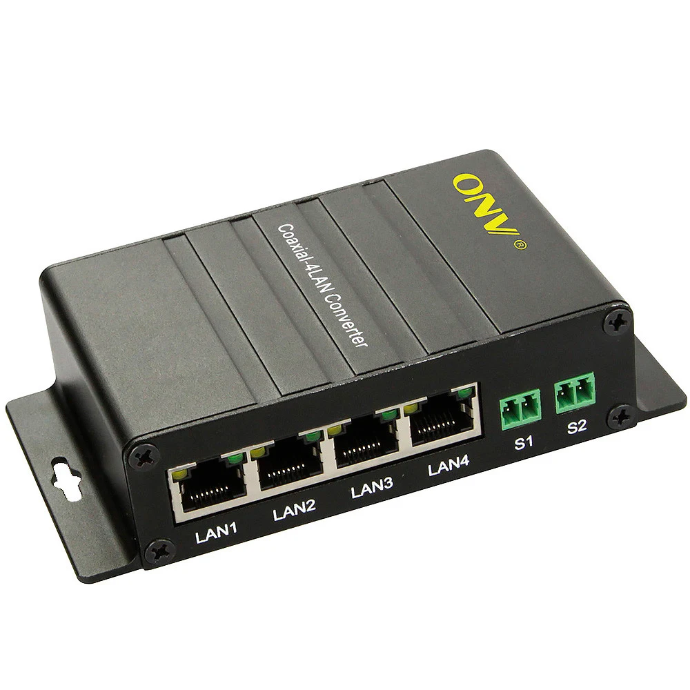 Конвертер активный ONV4C1E-3 &lt 1x100Mbps Ethernet, 4xCoaxial Input/Output BNC port&gt &lt 1x10/100Mbps auto-sensing RJ45 port,4Coaxial Input/Output BNC port, до 300м&gt
