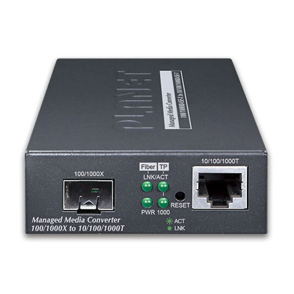 медиаконвертер/ PLANET 1-Port 10/100/1000T + 1-Port 100/1000X SFP Managed Media Converter (IPv4/IPv6 Dual stack management, supports TLSv1.2/SSHv2/SNMPv3 Cybersecurity features, TS-1000/802.3ah OAM,