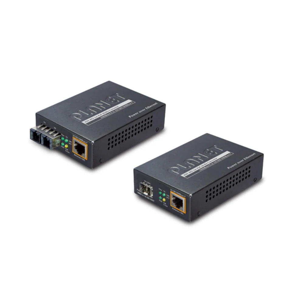 GTP-805A медиа конвертер/ IEEE802.3af/at PoE 10/100/1000Base-T to MiniGBIC (SFP) Converter