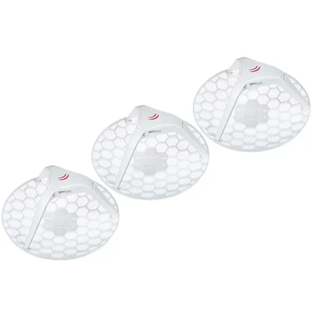 Точка доступа MikroTik LHG 5 Tripack (Three units of LHG 5 with 24.5dBi 5GHz antenna, Dual Chain 802.11an wireless, 600MHz CPU, 64MB RAM, 1x LAN, POE, PSU, RouterOS L3) – all three antennas in singl