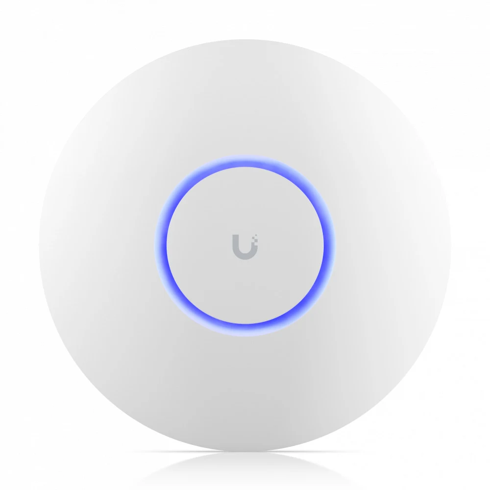Ubiquiti U6+ access point. WiFi 6 model with throughput rate of 573.5 Mbps at 2.4 GHz and 2402 Mbps at 5 GHz. No POE injector included. UI recommends U-POE-AF or POE switch
