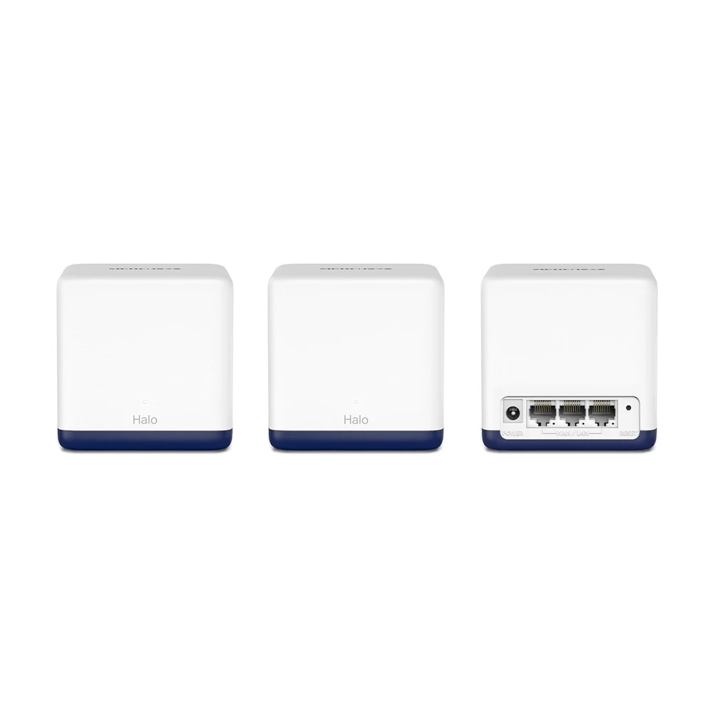 Домашняя Mesh Wi-Fi система GbE AC1900 Mercusys Halo H50G (3-pack) &lt Бесшовный роуминг, 1300 Mbps on 5 GHz, 600 Mbps on 2.4 GHz, 802.11ac/a/b/g/n, 3 GbE порта WAN/LAN (автоопределение), площадь по