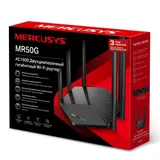 Маршрутизатор беспроводной AC1900 GbE Mercusys MR50G Двухдиапазонный гигабитный Wi‑Fi роутер 1300 Mbps на частоте 5ГГц + 600Mbps на частоте 2,4ГГц, 802.11ac/a/b/g/n 2 порта LAN 10/100/1000 Мбит/с, 1