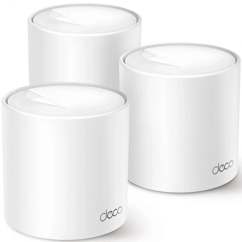 Домашняя Mesh Wi-Fi система GbE AX1500 Tp-Link Deco X10 (3 устройства) &lt Бесшовный роуминг, Wi-Fi 6, 5 ГГц: до 1201 Мбит/с (802.11ax), 2,4 ГГц: до 300 Мбит/с (802.11ax), 802.11ax/ac/a/b/g/n, 2 гиг