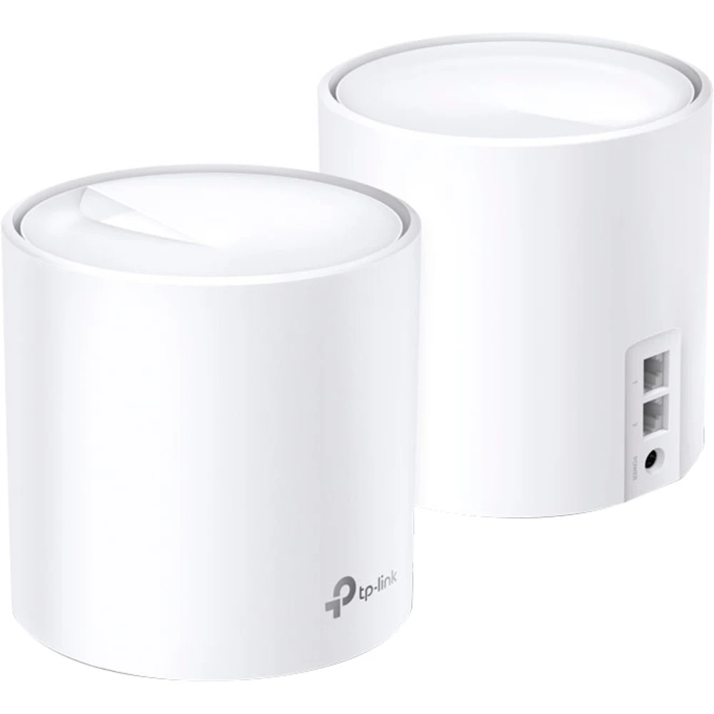 Точка доступа Wi-Fi TP-LINK Deco X20(2-pack) AX1800 Домашняя Mesh Wi-Fi система, Wi-Fi 6, 1201 Мбит/с (2 потока) на 5 ГГц и 574 Мбит/с (2 потока) на 2,4 ГГц, 2 гигабитных порта на каждом модуле, под