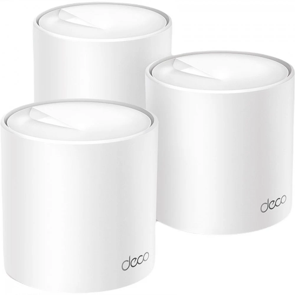 Домашняя Mesh Wi-Fi система GbE AX3000 Tp-Link Deco X50 (3 устройства) &lt Бесшовный роуминг, Wi-Fi 6, 5 ГГц: до 2402 Мбит/с (802.11ax), 2,4 ГГц: до 574 Мбит/с (802.11ax), 802.11ax/ac/a/b/g/n, 3 гиг