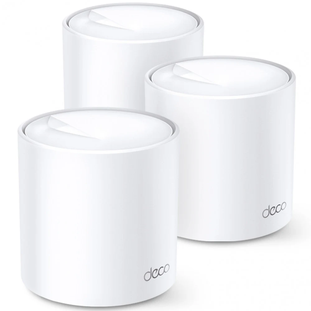 Домашняя Mesh Wi-Fi система GbE AX5400 Tp-Link Deco X60 (3 устройства) &lt Бесшовный роуминг, Wi-Fi 6, 5 ГГц: до 4804 Мбит/с (802.11ax), 2,4 ГГц: до 574 Мбит/с (802.11ax), 802.11ax/ac/a/b/g/n, 2 гиг