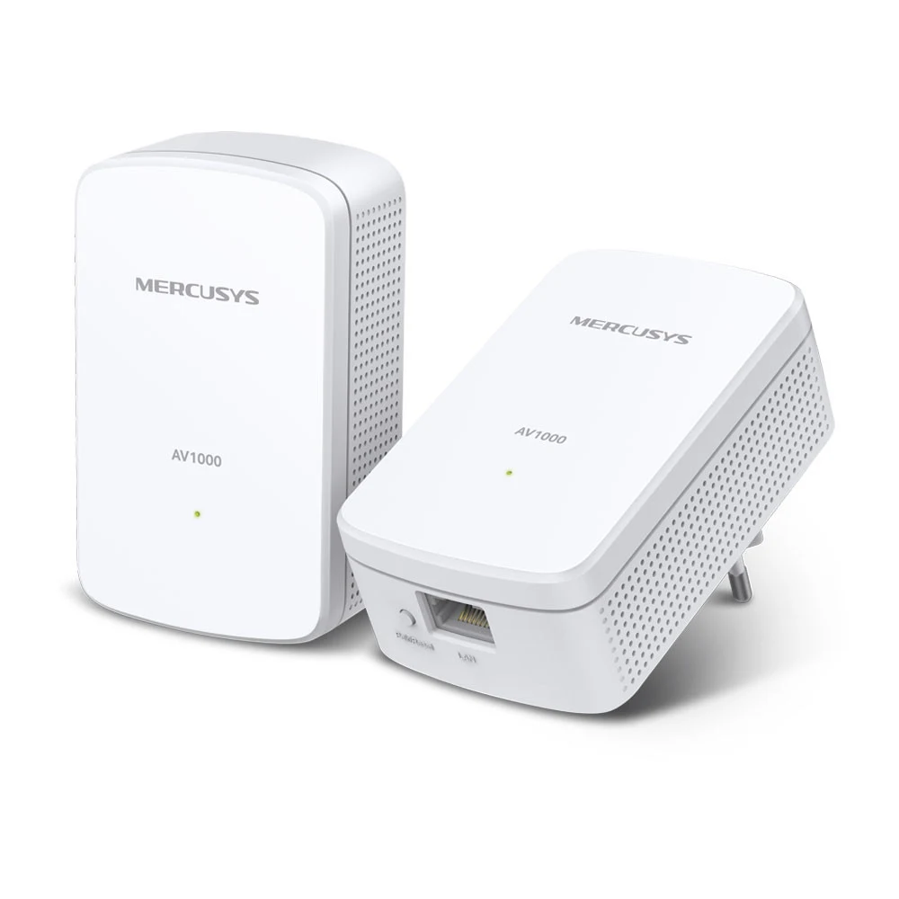 Сетевой адаптер Powerline Mercusys MP500 KIT AV1000 Комплект гигабитных адаптеров Powerline, 1000 Мбит/с по Powerline, 1 порт 1 Гбит/с, поддержка HomePlug AV2, 2 устройства в комплекте&gt