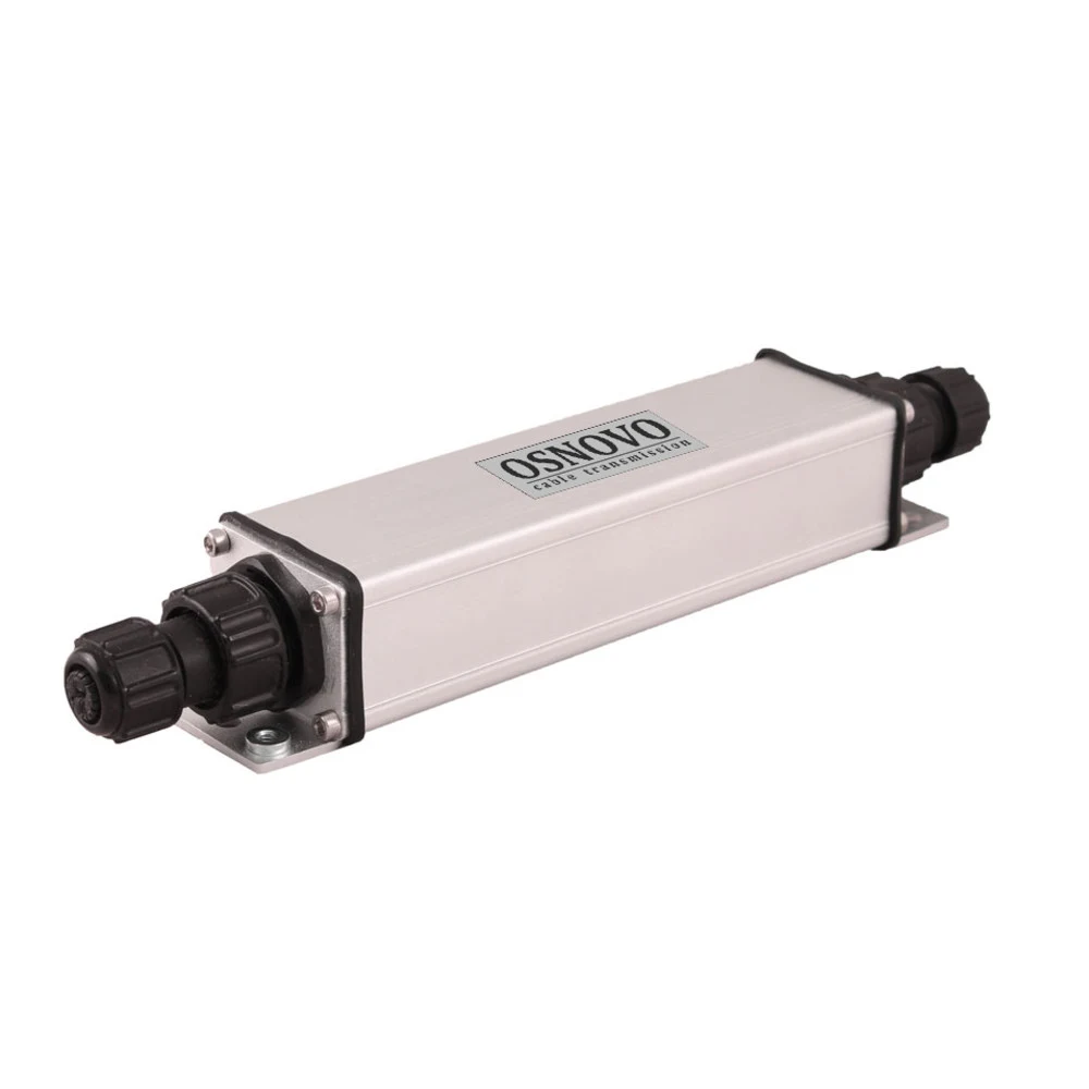 Усилитель Osnovo E-PoE/2GW E-PoE/2GW - уличный PoE усилитель 10/100/1000M Gigabit Ethernet до 500 м (до 22W) со встроенной грозозащитой 6kV. Степень защиты - IP65. Увеличение расстояния передачи дан