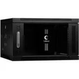 Cabeus SH-05F-6U60/35-BK Шкаф телекоммуникационный настенный 19" 6U 600x350x368mm (ШхГхВ) дверь стекло, цвет черный (RAL 9004)